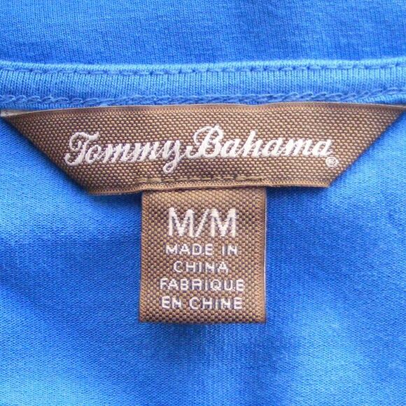 TOMMY BAHAMA Top, M, Blue, Scoop/Stretchy neckline, SS, Solid, TEE - Picture 8 of 9